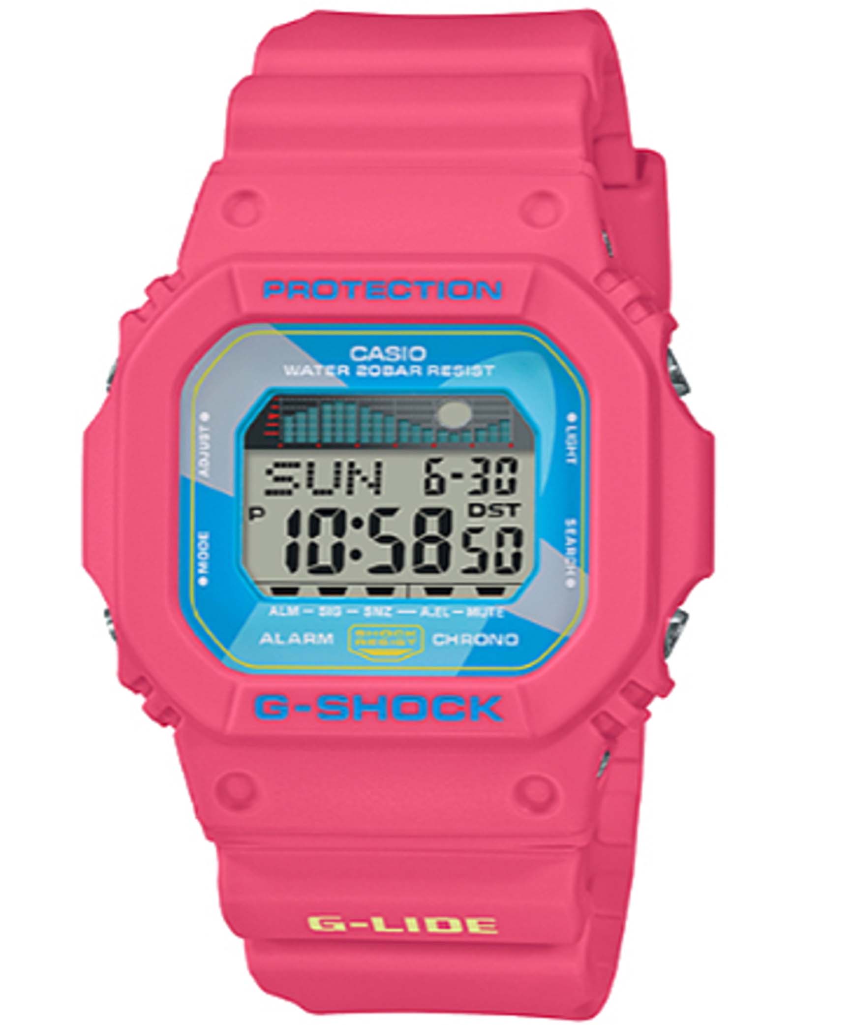 G-Shock Men's Watch Digital, Blue Dial Pink Resin Band, GLX-5600VH-4DR G-Lide