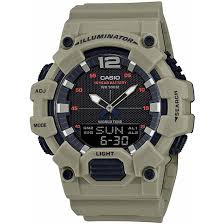 Casio Men's Watch Analog & Digital Combo, Black Dial Green Resin Strap, HDC-700-3A3VDF