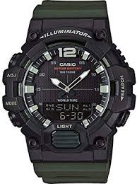 Casio Men's Watch Analog & Digital Combo, Black Dial Green Resin Strap, HDC-700-3AVDF