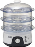 Black+Decker, 775W 10 L 3-Tier Food Steamer with Timer, White, HS6000-B5