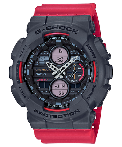 G-Shock Men's Watch Analog & Digital Combo, Black Dial Red Resin Band, GA-140-4ADR