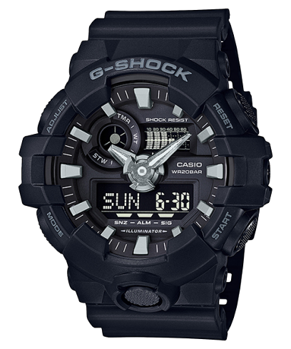 G-Shock men analog watch, black dial with comfortable strap, model GS-GA-700-1BDR, Bahrain