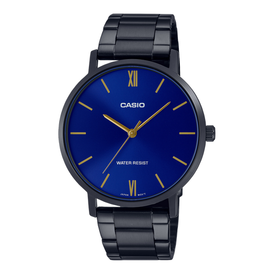 Casio men analog watch, blue dial with comfortable strap, model CS-MTP-VT01B-2BUDF, Bahrain