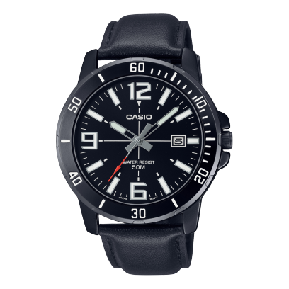 Casio men analog watch, black dial with comfortable strap, model CS-MTP-VD01BL-1BVU, Bahrain