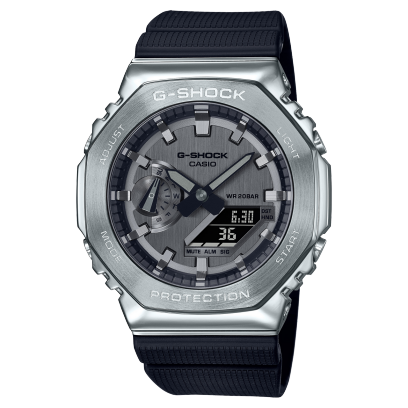 G-Shock Analog & Digital, Grey Dial Black Resin Band Watch for Men, GM-2100-1ADR