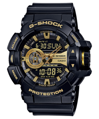 G-Shock Men's Watch Analog & Digital Combo, Black & Gold Dial Black Resin Band, GA-400GB-1A9DR