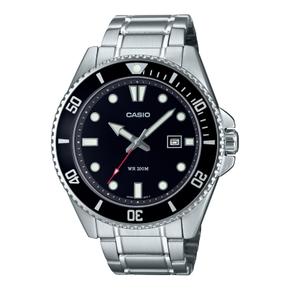 Casio men analog watch, black dial with comfortable strap, model CS-MDV-107D-1A1VDF, Bahrain