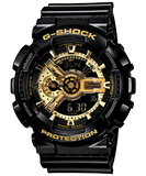 G-Shock Men's Watch Analog & Digital Combo, Black & Gold Dial Black Resin Band, GA-110GB-1ADR