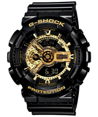 G-Shock Men's Watch Analog & Digital Combo, Black & Gold Dial Black Resin Band, GA-110GB-1ADR