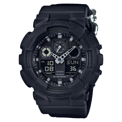 G-Shock Men's Watch Digital &  Analog Combo, Black Dial Black Resin Band, GA-100BBN-1ADR