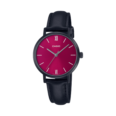 Casio men analog watch, red dial with comfortable strap, model CS-LTP-VT02BL-4AUD, Bahrain