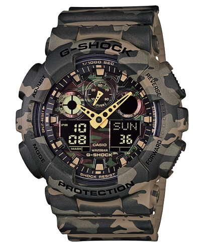 G-Shock Men's Watch Analog & Digital Combo, Black Dial Armour Colour Resin Band, GA-100CM-5ADR