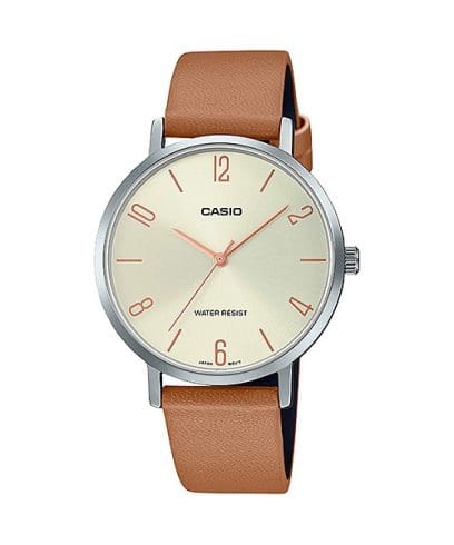 Casio men analog watch, beige dial with comfortable strap, model CS-LTP-VT01L-5BUDF, Bahrain