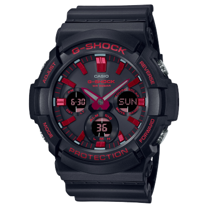 G-Shock Analog & Digital, Black & Red Dial Black Resin Band Watch for Men, GAS-100BNR-1AD