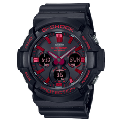 G-Shock Analog & Digital, Black & Red Dial Black Resin Band Watch for Men, GAS-100BNR-1AD