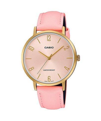 Casio men analog watch, pink dial with comfortable strap, model CS-LTP-VT01GL-4BUD, Bahrain