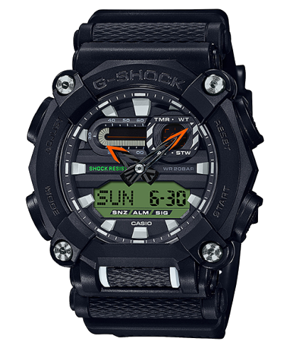 G-Shock Men's Watch Analog & Digital Combo, Black & Green Dial Black Resin Band, GA-900E-1A3DR