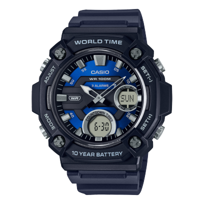 Casio Men's watch, Blue Dial Blue Resin Strap, AEQ-120W-2AVDF