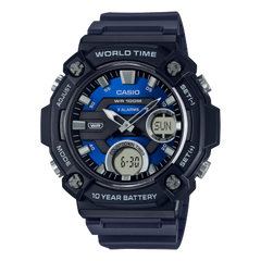 Casio Men's watch, Blue Dial Blue Resin Strap, AEQ-120W-2AVDF