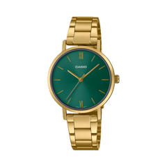 Casio Women's Watch Analog, Green Dial Gold Stainless Steel Strap, LTP-VT02G-3AUDF