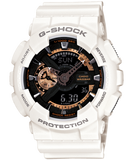 G-Shock Men's Watch Analog & Digital Combo, Black & Rose Gold Dial White Resin Band, GA-110RG-7A