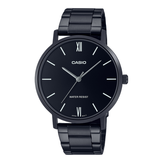 Casio men analog watch, black dial with comfortable strap, model CS-MTP-VT01B-1BUDF, Bahrain