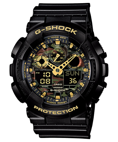 G-Shock Men's Watch Analog & Digital Combo, Black Dial Black Resin Band, GA-100CF-1A9DR