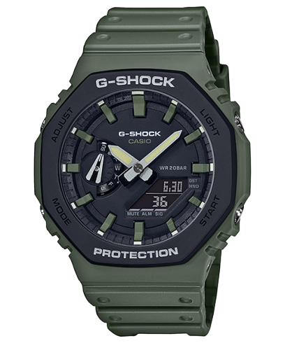 G-Shock Men's Watch Analog & Digital Combo, Black Dial Green Resin Band,GA-2110SU-3ADR