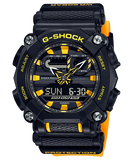 G-Shock Men's Watch Analog & Digital Combo, Black & Yellow Dial Yellow Resin Band, GA-900A-1A9DR