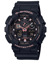 G-Shock Men's Watch Analog & Digital Combo Black & Pink Dial Black Resin Band, GA-100GBX-1A4DR