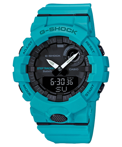 G-Shock Men's Analog & Digital Watch Combo, Black Dial Aqua Blue Resin Band with Bluetooth Connectivity, GBA-800-2A2DR