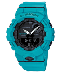 G-Shock Men's Analog & Digital Watch Combo, Black Dial Aqua Blue Resin Band with Bluetooth Connectivity, GBA-800-2A2DR