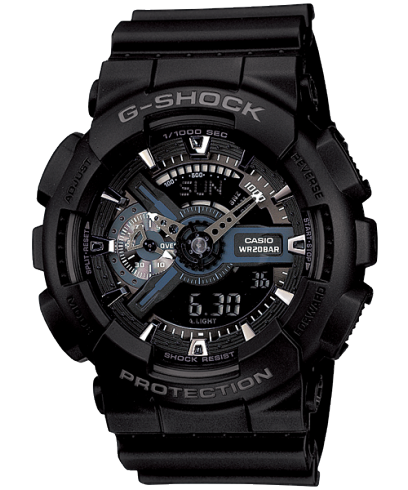 G-Shock Men's Watch Analog & Digital Combo, Black Dial Black Resin Band, GA-110-1BDR