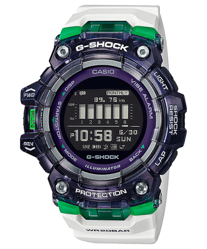 G-Shock Men's Digital Watch, Sporty Design Black Dial White Resin Band With Bluetooth Connectivity, GBD-100SM-1A7DR