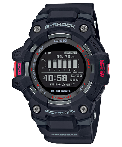 G-Shock Men's Digital Watch, Sporty Design Black Dial Black Resin Band With Bluetooth Connectivity, GBD-100-1DR