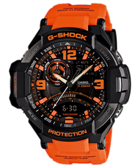 G-Shock Men's Watch Digital & Analog Combo, Black Dial Orange Resin Band, GA-1000-4ADR