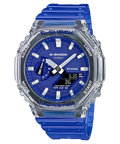 G-Shock Men's Watch Analog & Digital Combo, Black & Blue Dial Blue Resin Band, GA-2100HC-2ADR