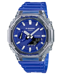 G-Shock Men's Watch Analog & Digital Combo, Black & Blue Dial Blue Resin Band, GA-2100HC-2ADR