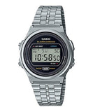 Casio Unisex Watch, Black Dial Silver Stainless Steel Strap, A171WE-1ADF