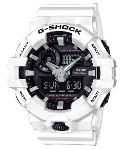 G-Shock Analog & Digital, Black Dial White Resin Band Watch for Men, GA-700-7ADR