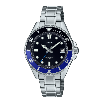 Casio men analog watch, black dial with comfortable strap, model CS-MDV-10D-1A2VDF, Bahrain