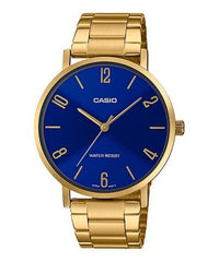 Casio Men's Watch Analog, Blue Dial Gold Stainless Steel Strap, MTP-VT01G-2B2UD