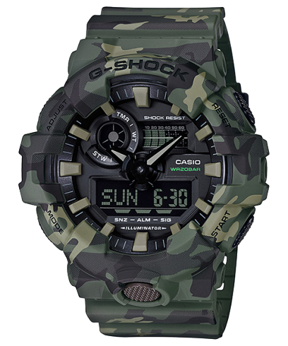 G-Shock Analog & Digital, Black Dial Green Resin Band Watch for Men, GA-700CM-3ADR