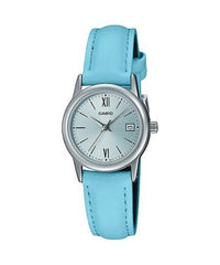 Casio Women's Watch Analog, Blue Dial Blue Leather Strap, LTP-V002L-2B3UD