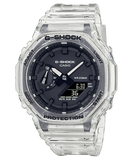 G-Shock Men's Watch Analog & Digital Combo, Black Dial Transparent White Resin Band, GA-2100SKE-7ADR