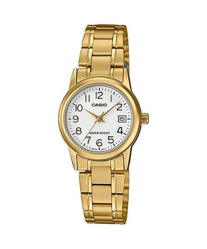 Casio Women's Watch Analog, White Dial Gold Stainless Steel Strap, LTP-V002G-7B2UD