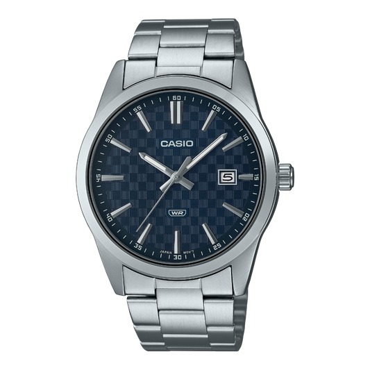 Casio men analog watch, blue dial with comfortable strap, model CS-MTP-VD03D-2A, Bahrain