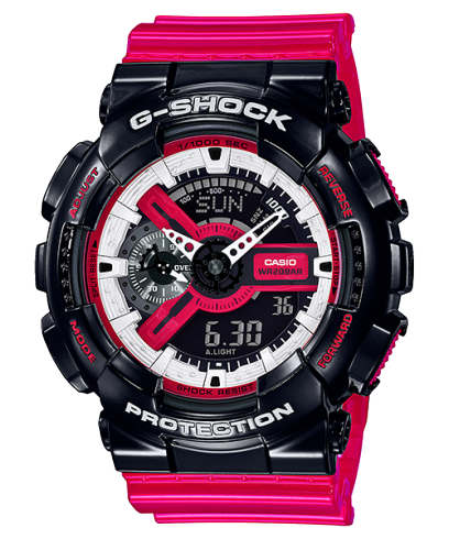 G-Shock Men's Watch Analog & Digital Combo, Black & Red Dial Red Resin Band, GA-110RB-1ADR