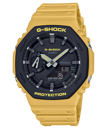 G-Shock Men's Watch Analog & Digital Combo, Black Dial Yellow Resin Band, GA-2110SU-9ADR