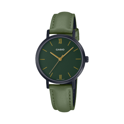 Casio men analog watch, green dial with comfortable strap, model CS-LTP-VT02BL-3AUD, Bahrain